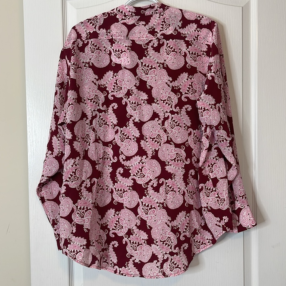 Equipment Femme 100% Silk Button Down Blouse Cherine with Pocket Syrah Multi 1X - Picture 7 of 14